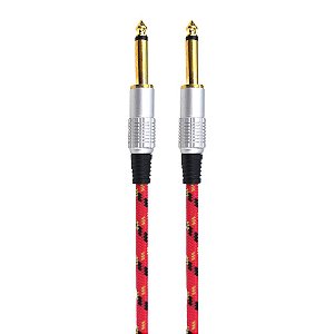 CABO DE GUITARRA P10 MONO NAILON  VERMELHO 5 MTS
