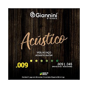 ENCORDOAMENTO PARA VIOLÃO AÇO 0.09 ACÚSTICO 65/35 GESWAL GIANNINI