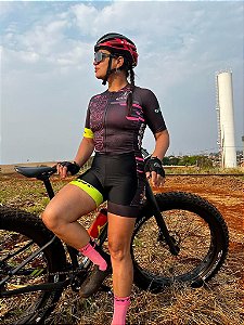 Macaquinho Ciclismo Feminino Elite Londrina Bike Shop Preto/Rosa - ERT
