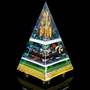 Orgonite Personalizado Pirâmide com Hematitas Magnetizadas 40cm