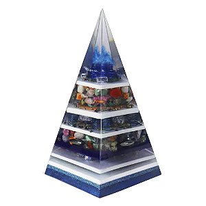 Orgonite Personalizado Pirâmide com Hematitas Magnetizadas 62cm