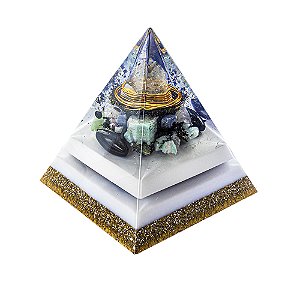 Orgonite Personalizado Pirâmide com Hematitas Magnetizadas 12cm