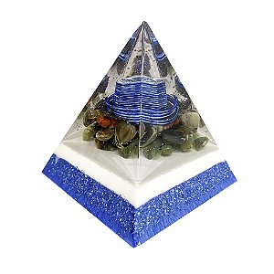 Orgonite Pirâmide de 10cm - Azul