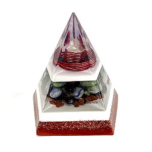 Orgonite Pirâmide Pentagonal de 15cm - Vermelha