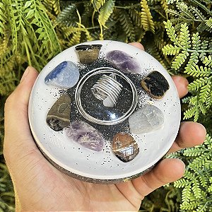 Pronta Entrega - Orgonite Meia Esfera Média 11cm - Prata
