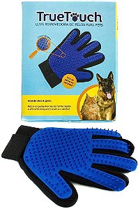 Luva Removedora De Pelos Para Caes E Gatos - Direita Azul
