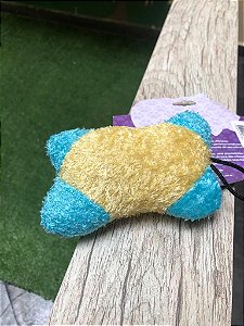 Brinquedo Pelucia Osso Amarelo Com Azul