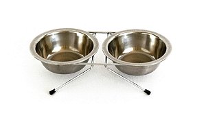 Tigela De Inox Dupla C/ Suporte-Ssdb 2 (Diam 13Cm)