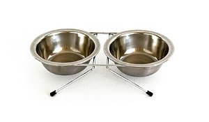 TIGELA DE INOX DUPLA C/ SUPORTE-SSDB 1(DIAM 11CM)