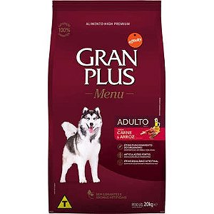 Gran Plus Menu Cao Adulto Media Grande Carne Arroz 15Kg