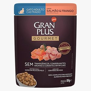 Gran Plus Sache Gourmet Gato Cast Salmao E Frango 85g