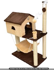 Arranhador House Pelagem Marrom/bege 70x35x104cm