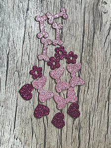 LACO ADESIVO EVA ROSAS (LAÇO, OSSO, FLOR OU CORAÇÃO)