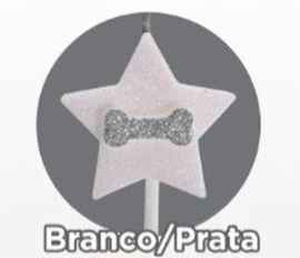 VELA OSSO DOG GLITTER PRATA ANIVERSÁRIO 1UNID