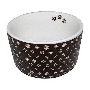 COMEDOURO PORCELANA PATA CHARME MARROM 450ml