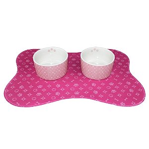KIT PORCELANA + JOGO AMERICANO PATA CHARME ROSA