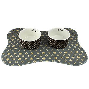 KIT PORCELANA + JOGO AMERICANO PATA CHARME MARROM