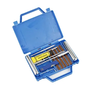 KIT REPARO DE PNEU SEM CAMÂRA EM METAL COM MALETA 5 REPAROS E 1 COLA