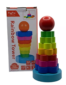 Brinquedo Educativo Torre Rainbow Pirâmide Encaixes