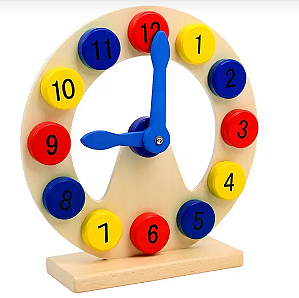 Brinquedo Relógio Educativo Pedagógico Madeira Ecológico - Wood Toys
