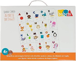 Quebra Cabeça Infantil De Madeira Alfabeto Em Inglês 26 Peças Babebi