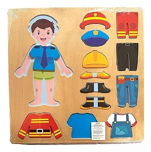Quebra-cabeça em MDF de vestir roupas - menino - 30X30 cm