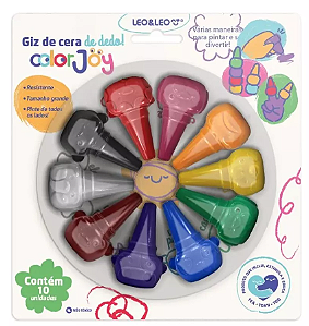 Giz De Cera Encaixa No Dedo Colorjoy 10 Cores Leo&leo Cor Colorido