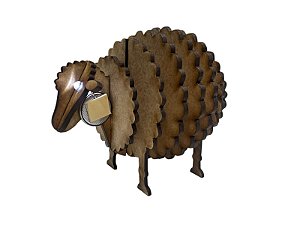 Mini ovelha 3D MDF - Desconto de 5% para pagamento no PIX nas compras acima de 20 unidades.