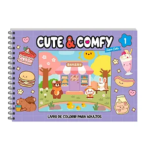 Livro de Colorir Cute & Comfy - Capa Dura Holográfica