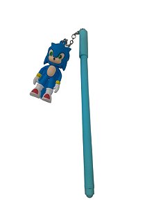 Caneta Ponta Fina Com chaveiro - Sonic