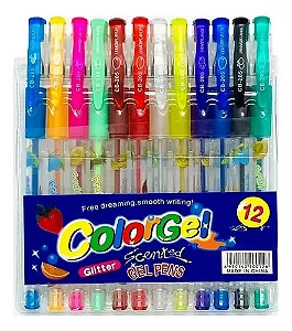Caneta de Gel Com Glitter - 12 cores
