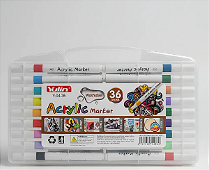 Canetinha Marcador 36 Cores Prova Dagua Tinta Acrilica