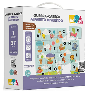 Babebi Quebra-Cabeça Alfabeto Divertido, 27 Peças, Madeira Reflorestada, 34x45cm, Educativo para Crianças Marca: Babebi