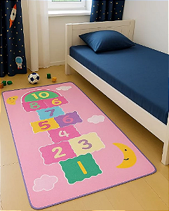 Tapete Infantil Kids Menina Quarto Sala Antiderrapante 1,20 x 80 - rosa