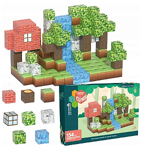 Blocos de Construção de Montagem Magnético Minecraft Cubos -  Kit com 85 peças