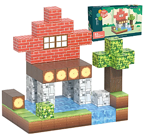 Blocos de Construção de Montagem Magnético Minecraft Cubos - Kit com 85 peças