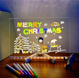 Quadro branco Led - apagável USB com 7 marcadores