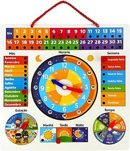 Meu Primeiro Calendário relógio - Brinquedo infantil em madeira