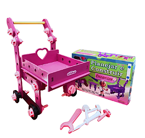 Brinquedo Educativo Planejar Construir Encantos Rosa Madeira
