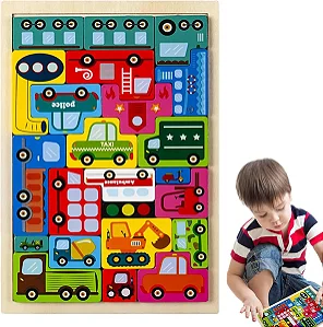 Tetris de madeira de carrinhos - quebra-cabeça