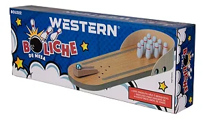 Mini boliche de mesa em madeira