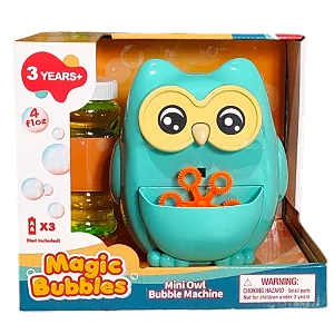 Brinquedo lançador de bolhas de sabão automático de coruja