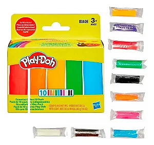 Massa de modelar Play Doh Kit com 10 cores básicas