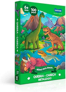 Quebra-cabeça: Reino dos dinos - 100 peças Metalizado