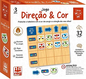 Jogo Educativo madeira Be A Bá direção e cor - 32 Peças