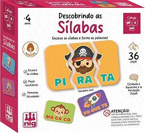 Jogo Educativo de madeira Descobrindo as Sílabas - 36 Peças