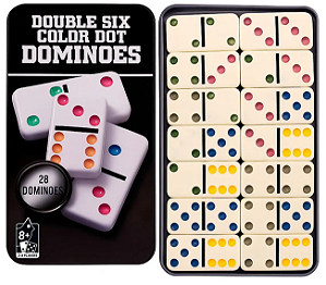 Dominó Clássico colorido - 28 Peças jogo de mesa para família e amigos
