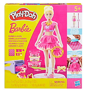 Play-Doh, Massinha de Modelar Infantil, Barbie Ruffles and Bows - Conjunto de Brinquedo com 3 Potes - A partir de 5 Anos