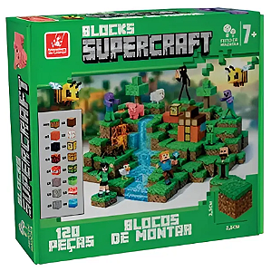 Blocos Educativos Supercraft 120 Peças Brincadeira Criança