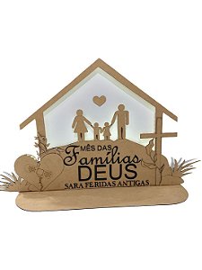 Painel personalizado em MDF e LED - Mês das famílias_ Deus sara feridas antigas